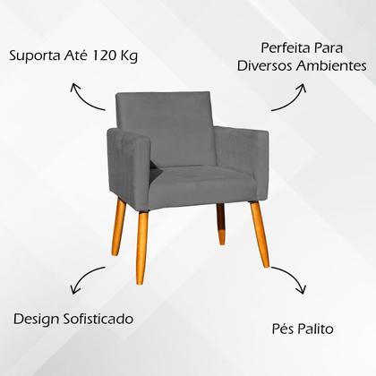 Imagem de Kit 2 Poltronas Decorativa Para Sala Recepção Escritório Consultório Nina Tecido Suede Pés Palito