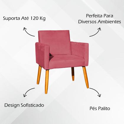 Imagem de Kit 2 Poltronas Decorativa Para Sala Recepção Escritório Consultório Nina Tecido Suede Pés Palito