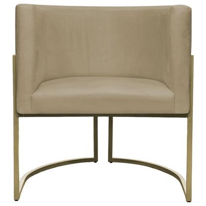 Imagem de Kit 2 Poltronas Decorativa Recepção Luna Suede Cores Base de Ferro Champagne