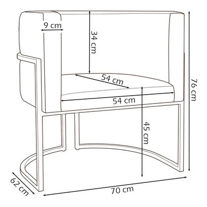 Imagem de Kit 2 Poltronas Decorativa Recepção Luna Suede Cores Base de Ferro Champagne