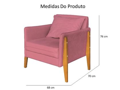 Imagem de Kit 2 Poltronas Decorativa Sophia Suede Rosa Pés Madeira Ms Decor