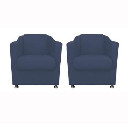 Imagem de Kit 2 Poltronas Decorativa Tila Sala de Estar Sala Suede Azul Escuro - Kimi Design