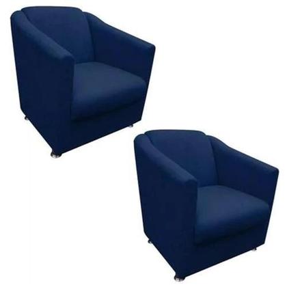 Imagem de Kit 2 Poltronas Decorativa Tila Sala de Estar Sala Suede Azul Escuro - Kimi Design