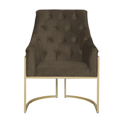 Imagem de Kit 2 Poltronas Decorativa Vick Linho Marrom Base Dourada Mz Decor