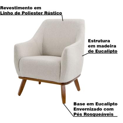 Imagem de Kit 2 Poltronas Decorativas Base de Madeira Nirvana Areia G15 - Gran Belo