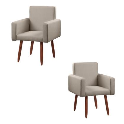 Imagem de KIT 2 Poltronas Decorativas - Cadeira  Nina Linho Bege - Star Confort