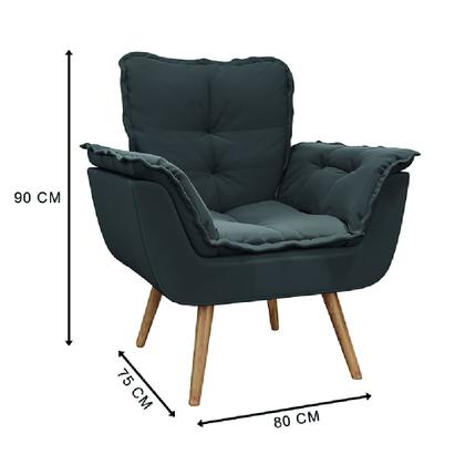 Imagem de Kit 2 Poltronas Decorativas Dubai Para Sala Veludo Cinza Selmer