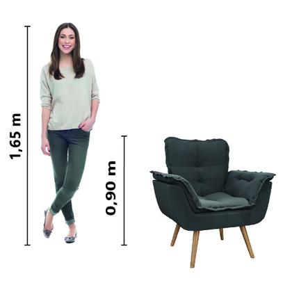 Imagem de Kit 2 Poltronas Decorativas Dubai Para Sala Veludo Cinza Selmer