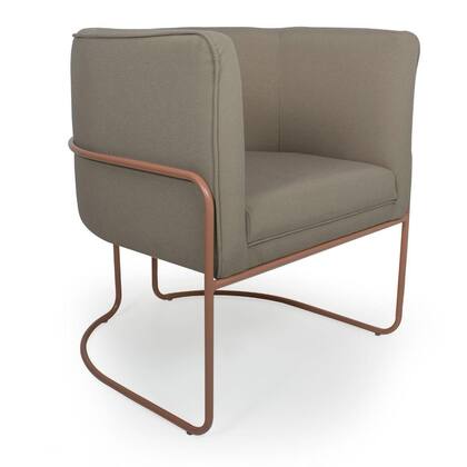 Imagem de Kit 2 Poltronas Decorativas Em Algodão Caramelo Pés De Metal Cobre Miram - Larbelle