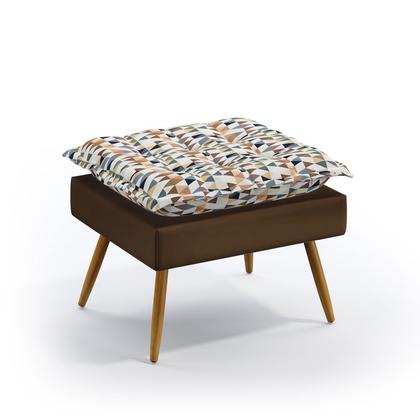 Imagem de Kit 2 Poltronas Decorativas Estofadas Beta com Puff Lunar Sued Estampado Laranja com Marrom Aradecor