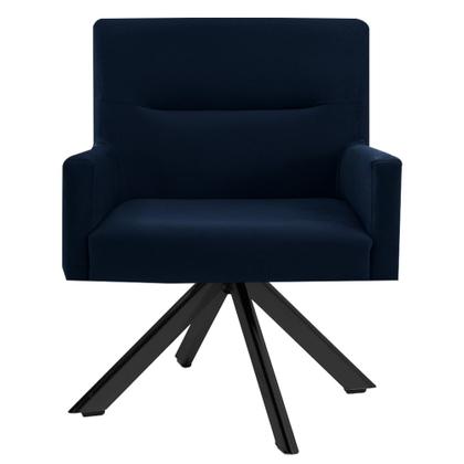 Imagem de Kit 2 Poltronas Decorativas Giratórias Base Eiffel Preto Angel B-304 Veludo Azul - Domi