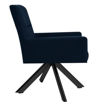 Imagem de Kit 2 Poltronas Decorativas Giratórias Base Eiffel Preto Angel B-304 Veludo Azul - Domi