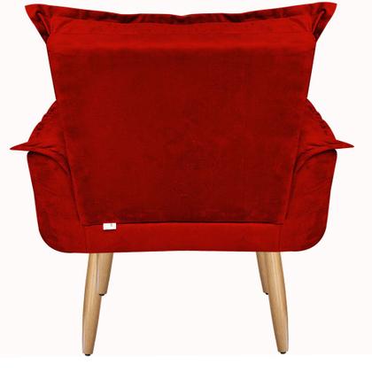 Imagem de Kit 2 Poltronas Decorativas Lidi Opala Suede Vermelho Pés Palito Caramelo para Sala de Estar Luxo  Bela Decor