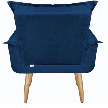 Imagem de Kit 2 Poltronas Decorativas Lidi Suede Azul Marinho Pés Palito Caramelo para Sala de Estar Luxo - Bela Decor