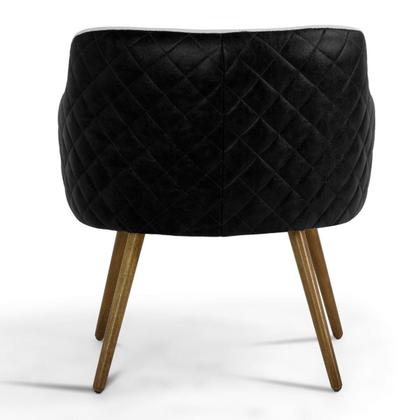 Imagem de Kit 2 Poltronas Decorativas Linho Bege Sintético Preto Matelassê Pé Palito Alya- Larbelle