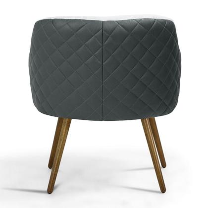 Imagem de Kit 2 Poltronas Decorativas Linho Bruma Sintético Concreto Matelassê Pé Palito Alya- Larbelle