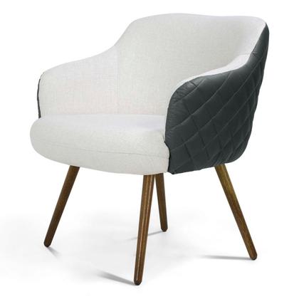 Imagem de Kit 2 Poltronas Decorativas Linho Bruma Sintético Concreto Matelassê Pé Palito Alya- Larbelle