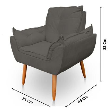 Imagem de Kit 2 Poltronas Decorativas Opala Sala de Estar Tecido Suede Grafite Horizonte Móveis