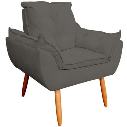 Imagem de Kit 2 Poltronas Decorativas Opala Sala de Estar Tecido Suede Grafite Horizonte Móveis