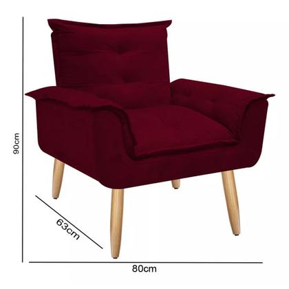 Kit 2 Poltronas Decorativas Opala Suede Marsala Imagem de Kit 2 Poltronas Decorativas Opala Suede Marsala