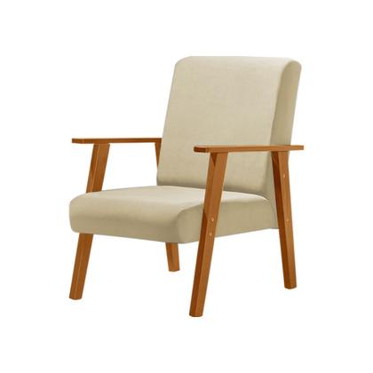 Imagem de Kit 2 Poltronas Decorativas para Sala de Estar Juliana Veludo Bege Base Madeira Maciça