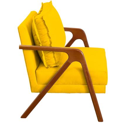 Imagem de Kit 2 Poltronas Decorativas Para Sala Recepção Consultório Cadeira Reforçada Shine Madeira Maciça Tecido Suede