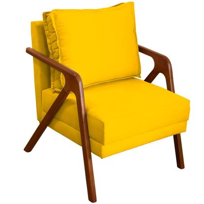 Imagem de Kit 2 Poltronas Decorativas Para Sala Recepção Consultório Cadeira Reforçada Shine Madeira Maciça Tecido Suede