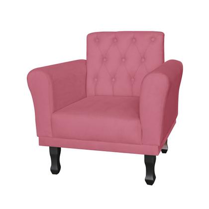 Imagem de Kit 2 Poltronas Decorativas Pés Luis VX Para Clínica Classic Suede Rosa Barbie - DL Decor