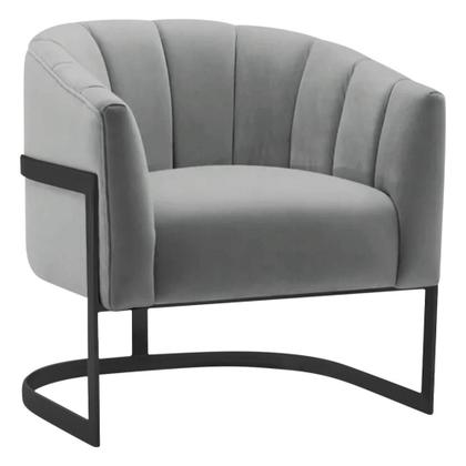 Imagem de Kit 2 Poltronas Decorativas Sala de Estar Recepção Mavie Base de Ferro Preto Bouclé Cinza - Amarena Móveis