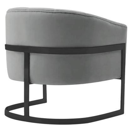 Imagem de Kit 2 Poltronas Decorativas Sala de Estar Recepção Mavie Base de Ferro Preto Bouclé Cinza - Amarena Móveis