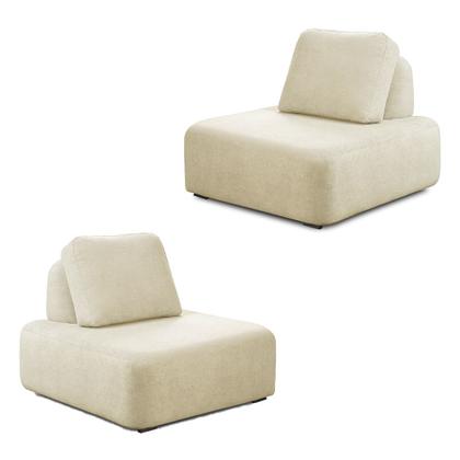 Imagem de KIt 2 Poltronas Decorativas Santiago Sala de Estar Pés em Madeira Bouclê Off White G89 - Gran Belo