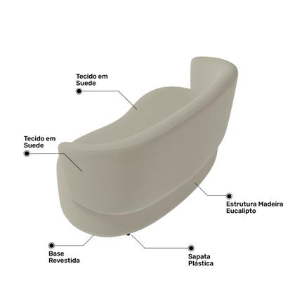 Imagem de Kit 2 Poltronas e 1 Namoradeira Aisha Orgânica Suede Bege - Abmaza