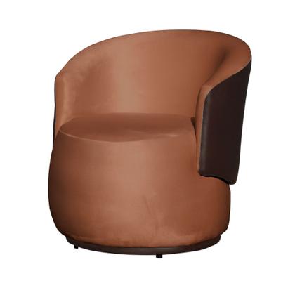 Imagem de Kit 2 Poltronas e 1 Puff Grande Design Orgânico Beatriz Veludo Composê material sintético Marrom - Estopar