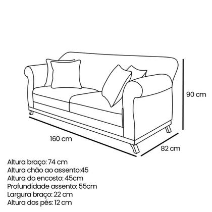 Imagem de Kit 2 Poltronas e Sofá Living 2 Lugares 1,60m Vênus Veludo Pés Castanho - Pallazio