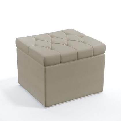 Imagem de Kit 2 Poltronas Estofadas Vega Rodapé e Capitonê com Puff Quasar  Bege Aradecor