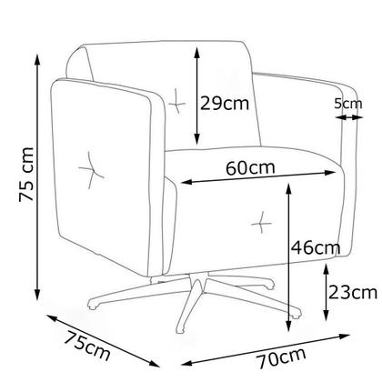 Imagem de Kit 2 Poltronas Giratória para Sala de Estar Astana Couro Caramelo - Gran Belo