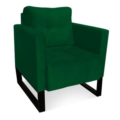 Imagem de Kit 2 Poltronas Livia Suede Verde Base Industrial Preto - D'Rossi