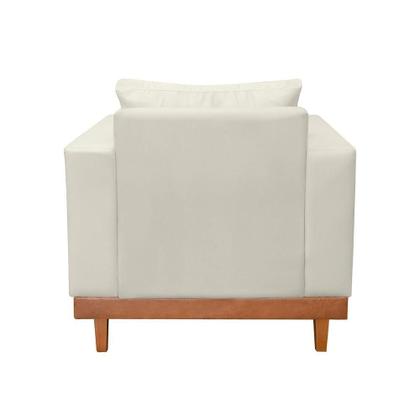Imagem de Kit 2 Poltronas Living + Sofá 2 Lugares Base Madeira Suede Bege