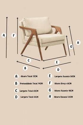Imagem de Kit 2 Poltronas Mona Luxo Madeira Maciça material sintético Caramelo para Sala de Estar Decorativa Moderna