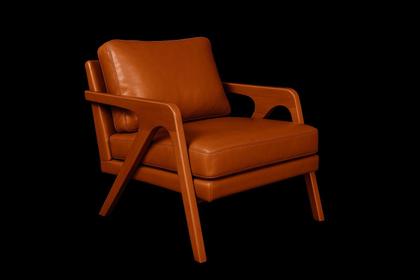 Imagem de Kit 2 Poltronas Mona Luxo Madeira Maciça material sintético Caramelo para Sala de Estar Decorativa Moderna