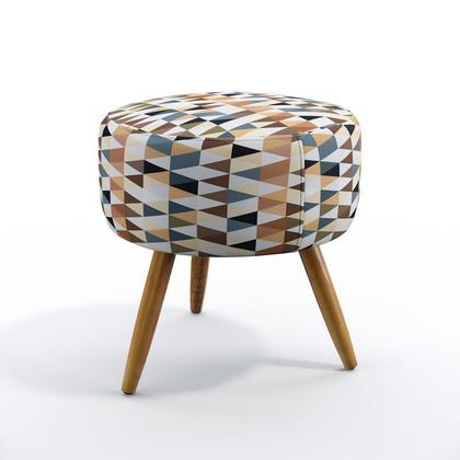 Imagem de Kit 2 Poltronas Namoradeira Decorativas Nina com Rodapé e Puff Solar Sued Estampado Laranja Aradecor