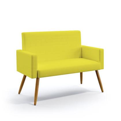 Imagem de Kit 2 Poltronas Namoradeiras Decorativas Estofadas Para Sala De Estar Nina Puff Solar Sued Amarelo Aradecor