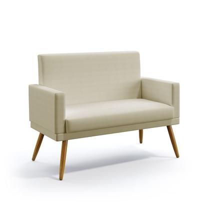 Imagem de Kit 2 Poltronas Namoradeiras Vega Com Rodapé e Puff Solar Sued Bege Aradecor