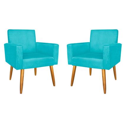 Imagem de Kit 2 Poltronas Nina Deluxe Para Sala Salão Quarto Recepção Suede Varias Cores