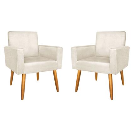 Imagem de Kit 2 Poltronas Nina Deluxe Para Sala Salão Quarto Recepção Suede Varias Cores