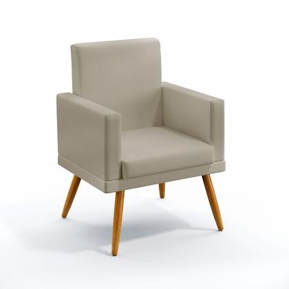 Imagem de Kit 2 Poltronas Nina Rodapé e Puff Quasar Couro Bege Aradecor