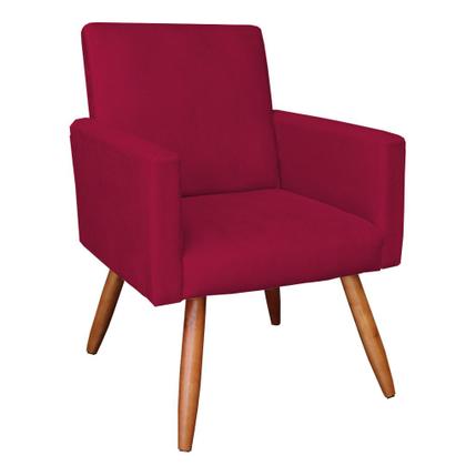 Imagem de Kit 2 Poltronas Nina Veludo Vermelho Pés Palito Castanho - Pallazio