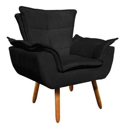 Imagem de Kit 2 Poltronas Opala Cadeira Decorativa Suede Preto