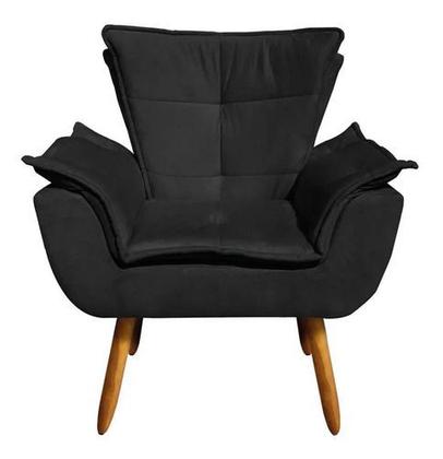 Imagem de Kit 2 Poltronas Opala Cadeira Decorativa Suede Preto