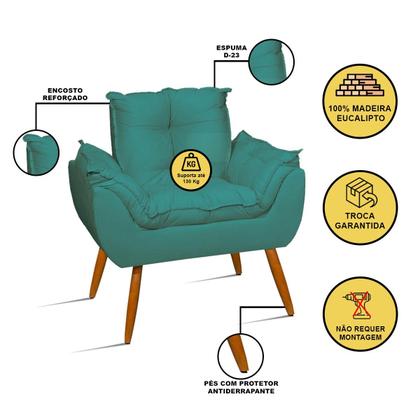Imagem de Kit 2 Poltronas Opala Decorativas - Azul Turquesa - Balaqui